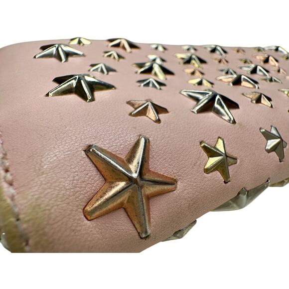 Jimmy Choo Filipa Zip-Around Long Wallet in Pink Leather Multi-Tone Star Studded - Picture 8 of 16